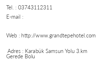Grand Tepe Hotel iletiim bilgileri